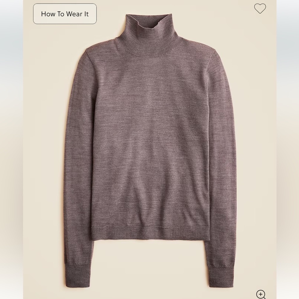 J crew heather carbon Carolyn turtleneck sweater in merino wool